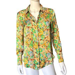 INDUSTRY Blouse Womens S Multicolor Polyester Floral Button-Up Long Sleeve